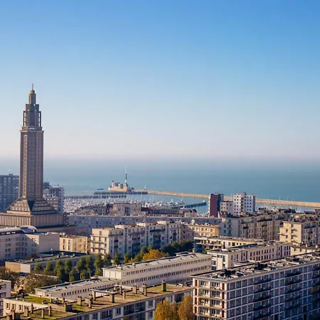 Terrasse Vue Imprenable Mer, 65m2 Chic, Quartier Calme Le Havre, Capacite 2 Personnes Ou Famille 3 Personnes,1 Chambre, Baignoire *
