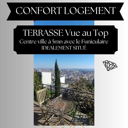 Apartment Terrasse Vue Imprenable Mer, 65m2 Chic, Quartier Calme Le Havre, Capacite 2 Personnes Ou Famille 3 Personnes,1 Chambre, Baignoire