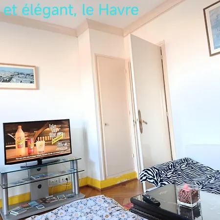 Terrasse Vue Imprenable Mer, 65m2 Chic, Quartier Calme Le Havre, Capacite 2 Personnes Ou Famille 3 Personnes,1 Chambre, Baignoire